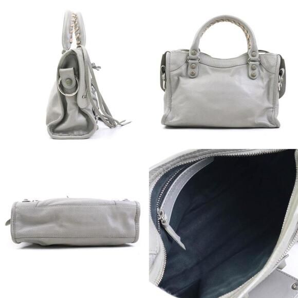 BALENCIAGA Gray Leather Shoulder Bag - Picture 2 of 5